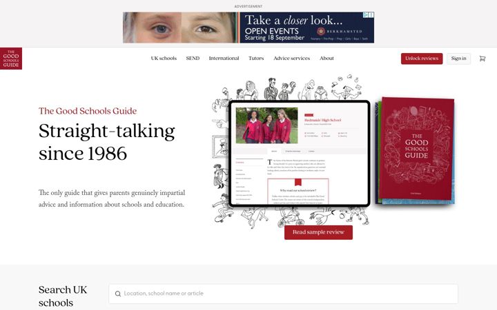 Screenshot of goodschoolsguide.co.uk