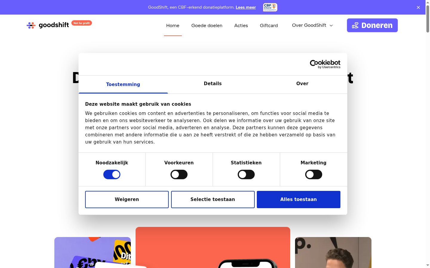 Snímek obrazovky baneru souhlasu zobrazeného před jakoukoli interakcí