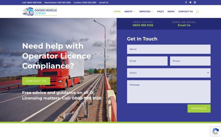 Screenshot of goodsvehiclelicence.co.uk