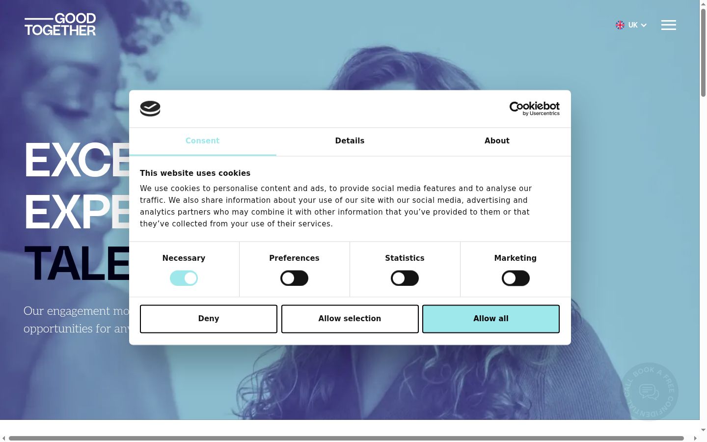 Capture d'écran de la bannière de consentement affichée avant toute interaction