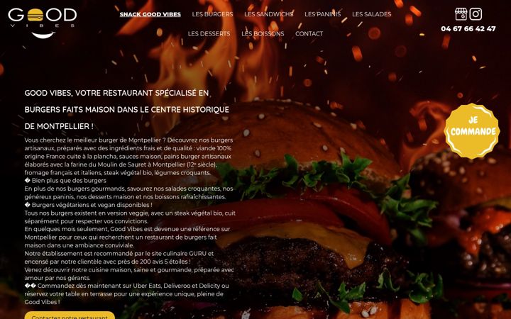 Screenshot of goodvibes-burger-montpellier.fr