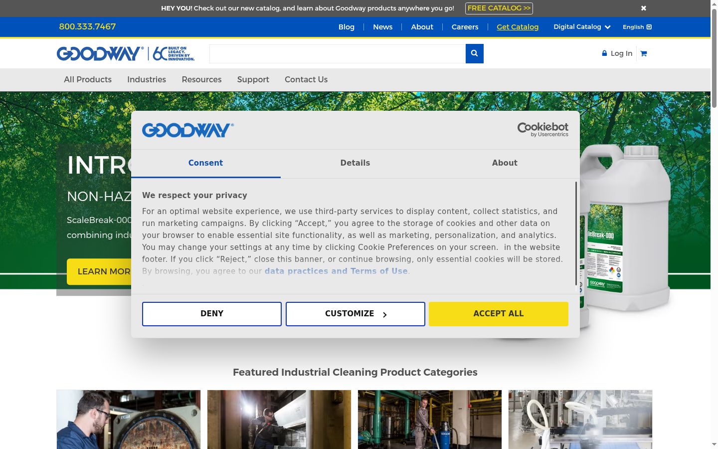 Screenshot of the consent banner shown before any interaction