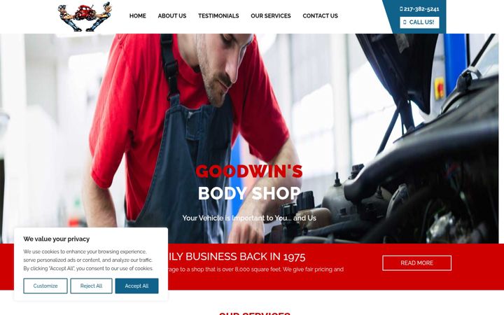 Screenshot of goodwinsbodyshop.com