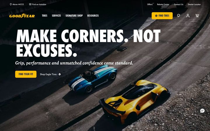 Screenshot του goodyear.com