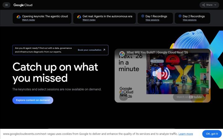 Screenshot of googlecloudevents.com