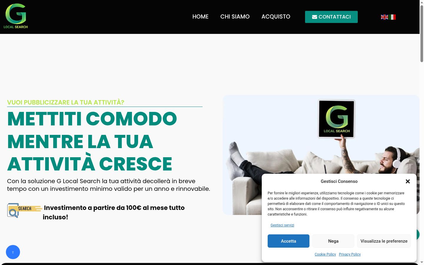 Screenshot of the consent banner shown before any interaction