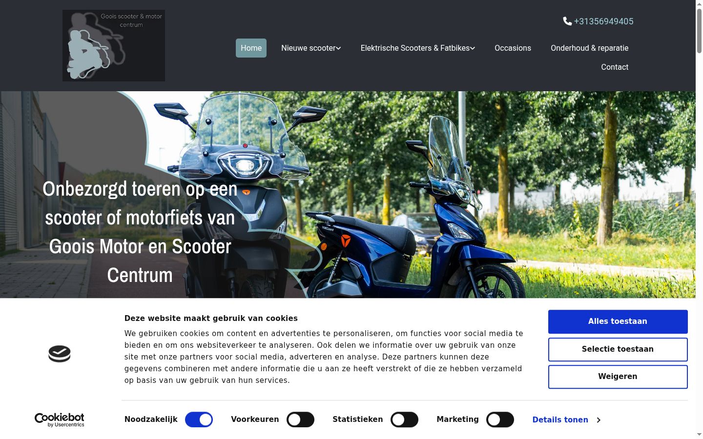Screenshot del banner di consenso mostrato prima di qualsiasi interazione