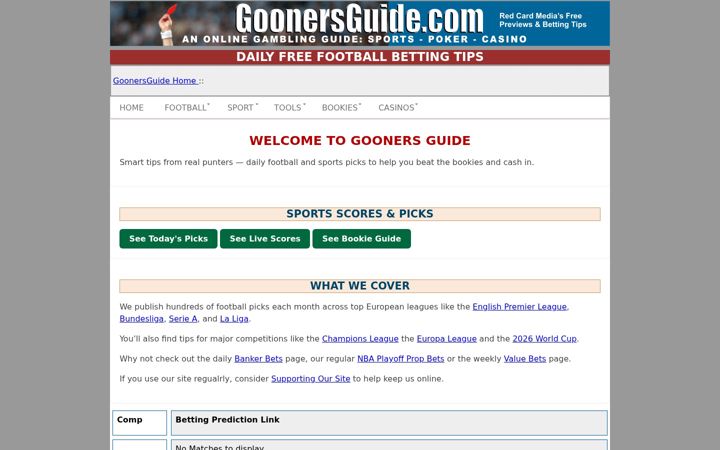 Zrzut ekranu goonersguide.com