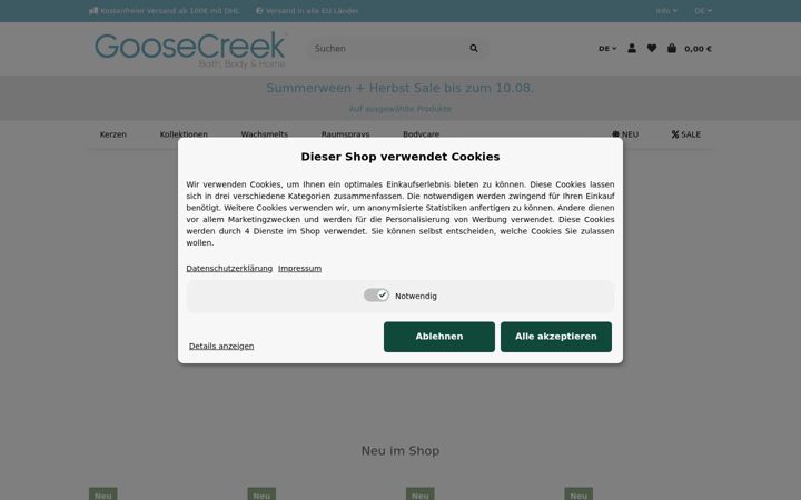 Screenshot of goosecreekcandle.eu