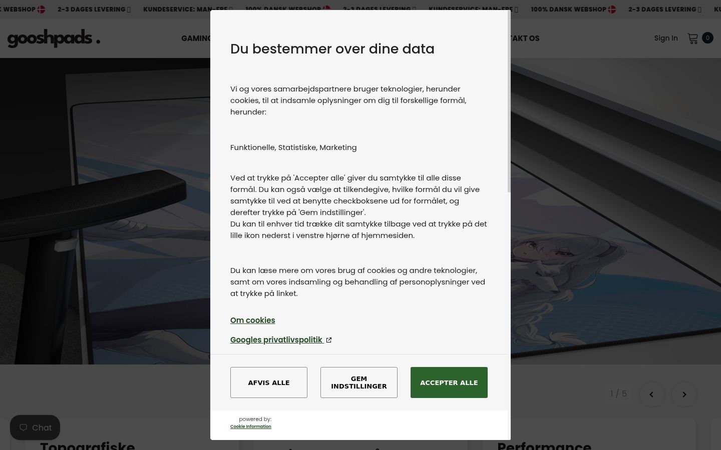 Screenshot del banner di consenso mostrato prima di qualsiasi interazione