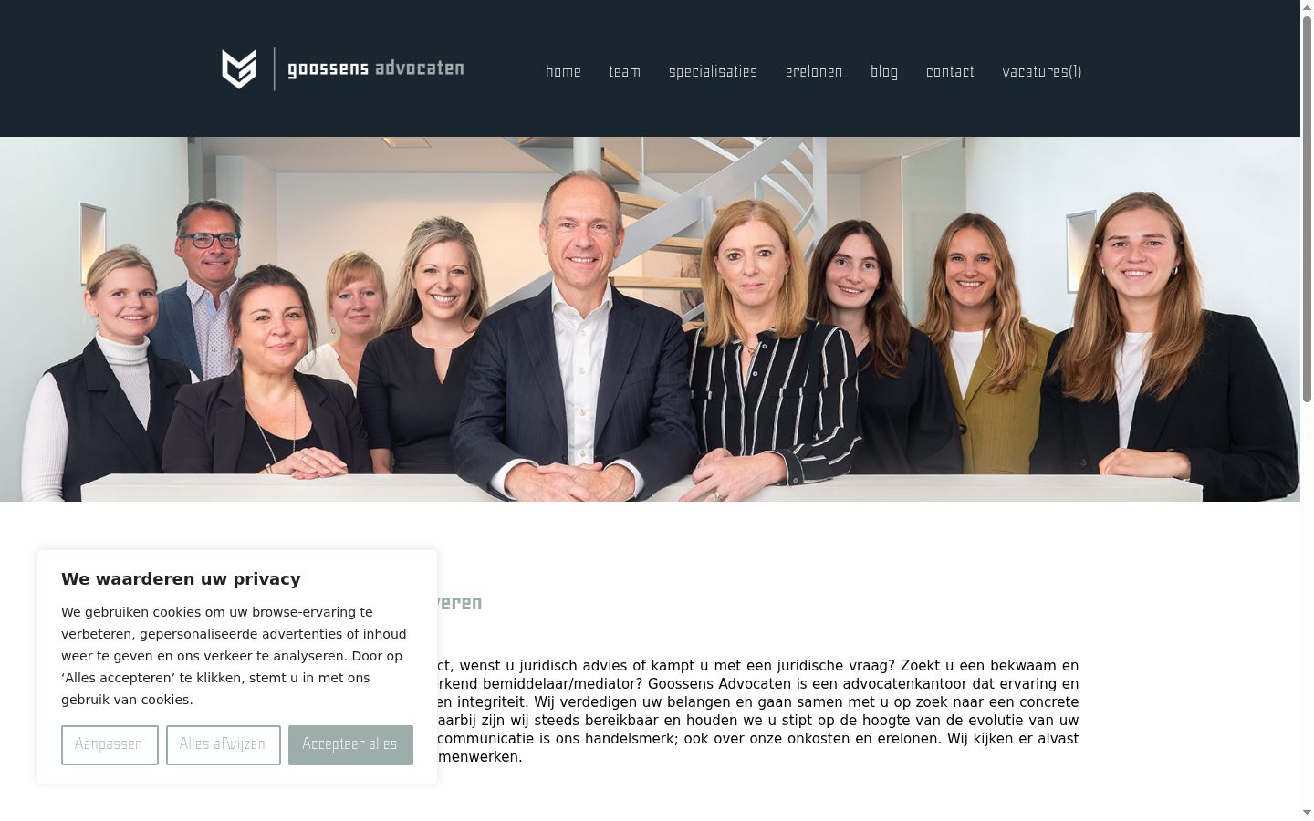Screenshot des Einwilligungsbanners vor jeglicher Interaktion