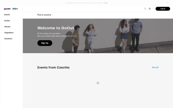 Snímek obrazovky goout.net