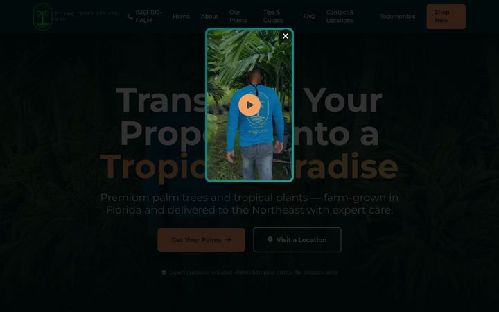 Screenshot of gopalmtrees.com
