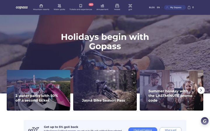 Screenshot of gopass.travel