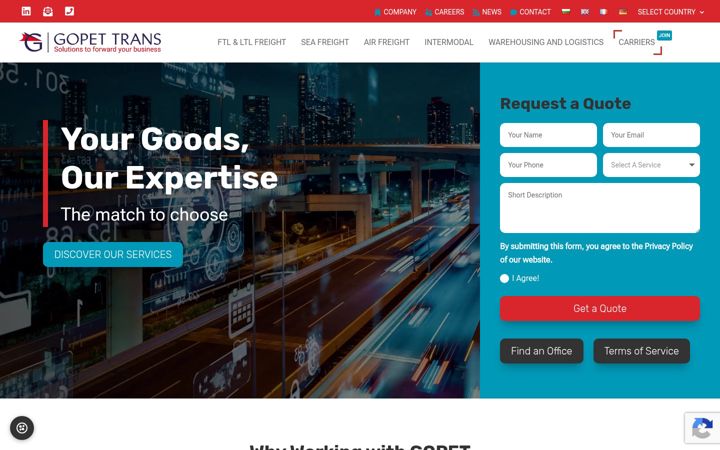 Screenshot of gopettrans.com
