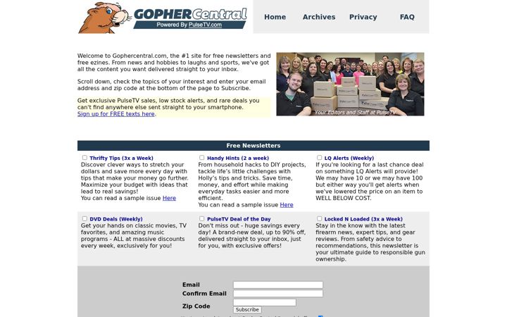 Screenshot of gophercentral.com