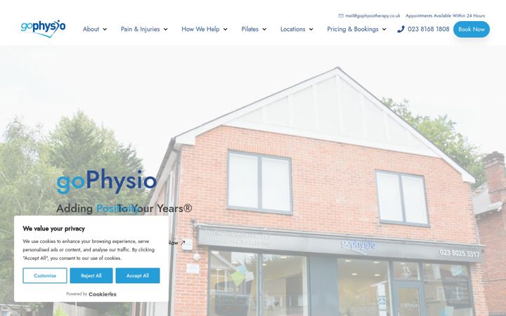 Screenshot of gophysiotherapy.co.uk