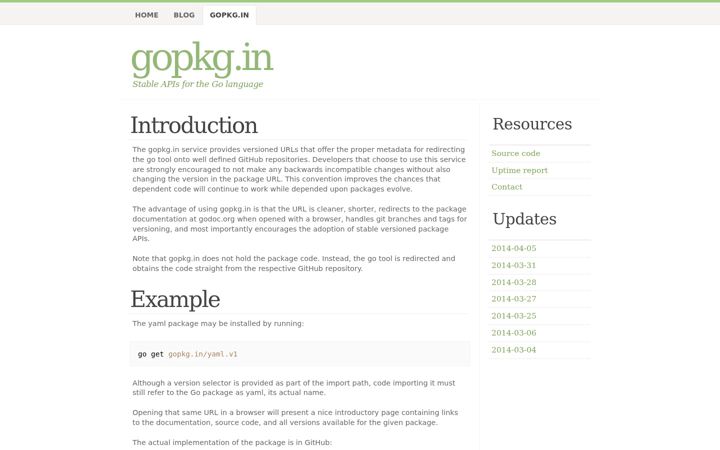 Screenshot of gopkg.in