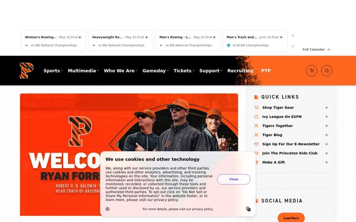 Screenshot of goprincetontigers.com