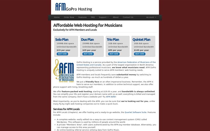 Screenshot of goprohosting.com