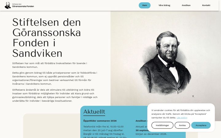 Screenshot of goranssonskafonden.se