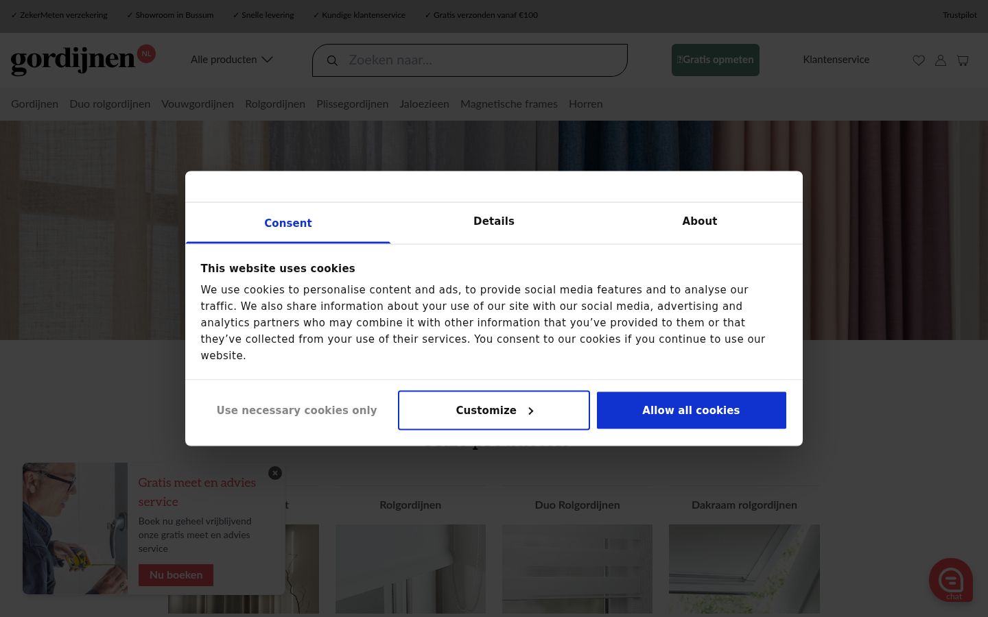Screenshot of the consent banner shown before any interaction