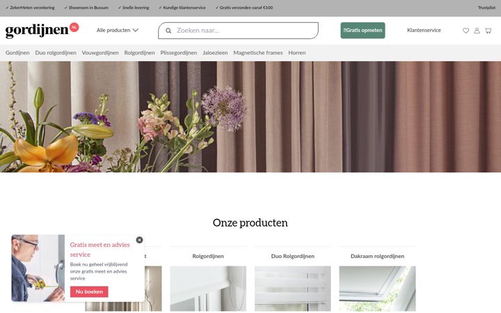 Screenshot of gordijnen.nl