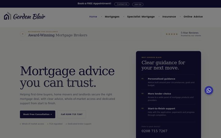 Screenshot of gordonblair.co.uk