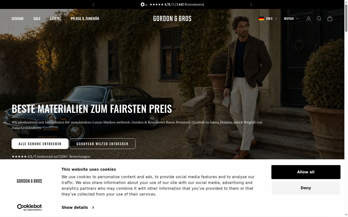 Screenshot del banner di consenso mostrato prima di qualsiasi interazione