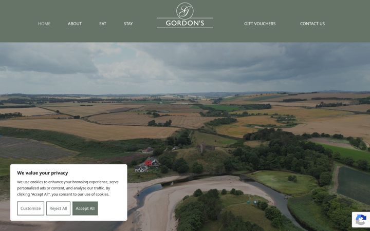 Screenshot of gordonsrestaurant.co.uk