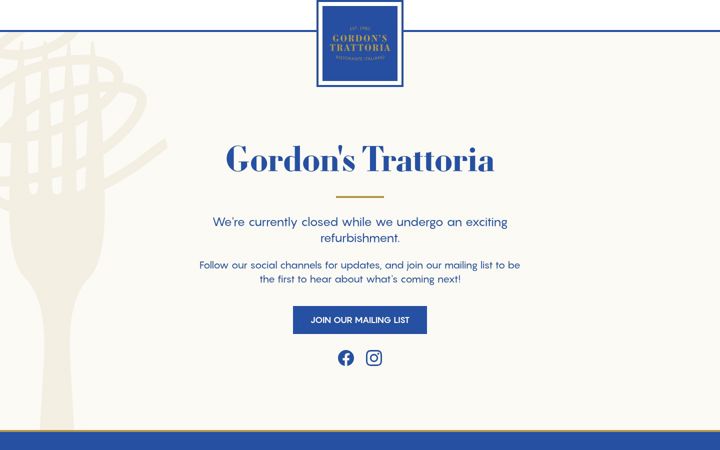 Screenshot von gordonstrattoria.co.uk