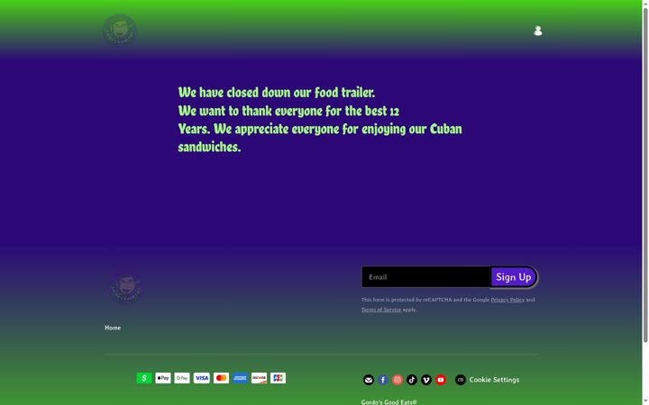 Screenshot of gordosgoodeats.com