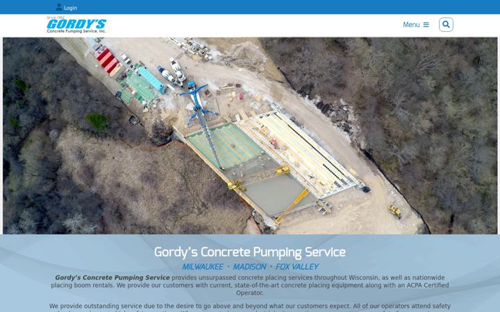 Screenshot of gordysconcretepumping.com