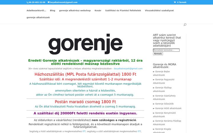 Screenshot of gorenjealkatreszek.hu