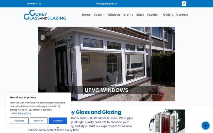 Screenshot of goreyglass.ie