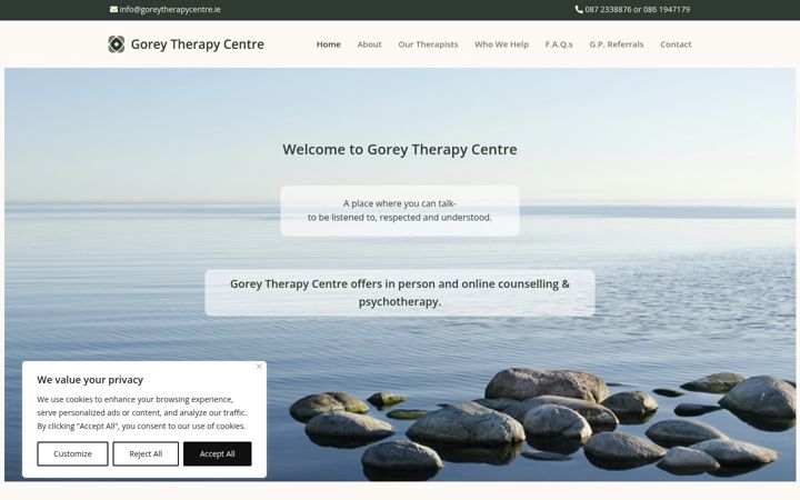 Screenshot of goreytherapycentre.ie