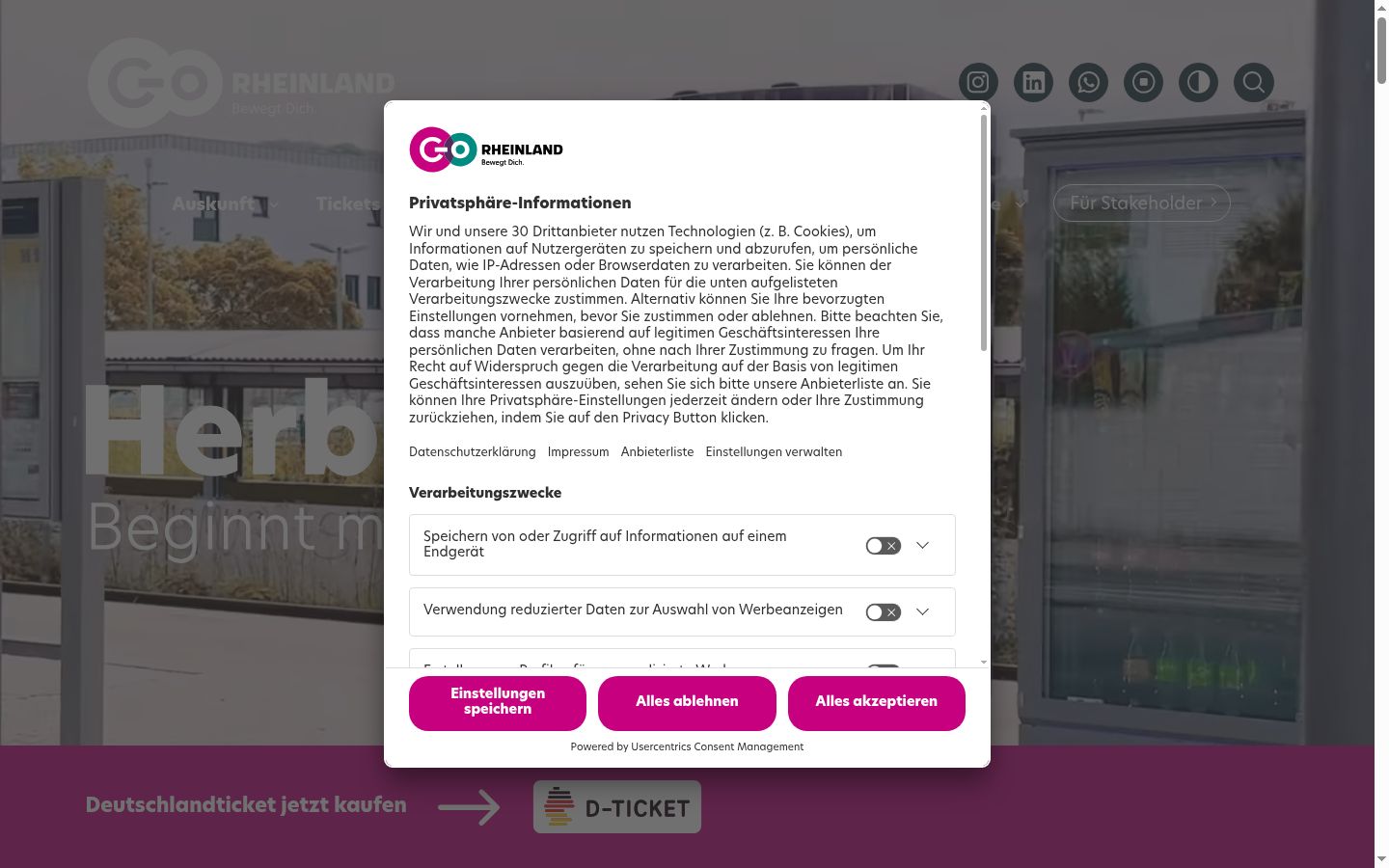 Sutikimo reklamjuostės, rodytos prieš bet kokią sąveiką, ekrano kopija