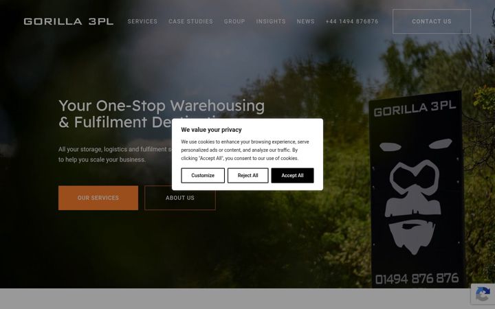 Screenshot of gorilla3pl.co.uk