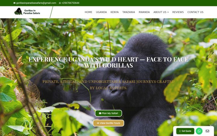 Screenshot of gorillasinparadisesafaris.com