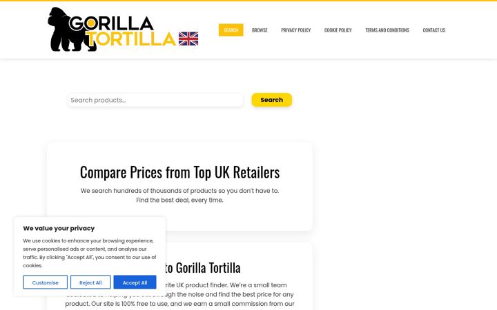 Screenshot of gorillatortilla.co.uk
