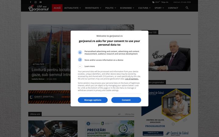 Screenshot of gorjeanul.ro