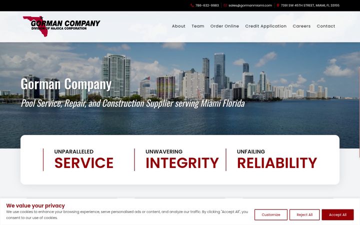 Screenshot of gormanmiamipools.com