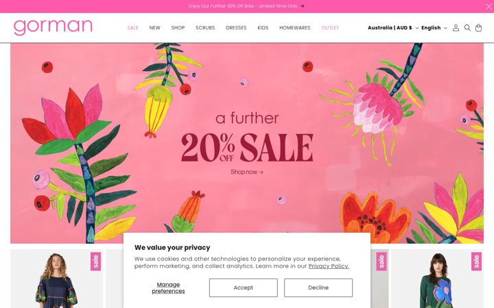 Screenshot of gormanshop.com.au