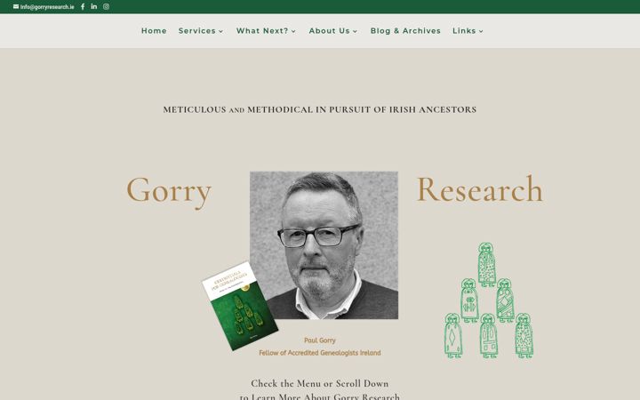Screenshot of gorryresearch.ie