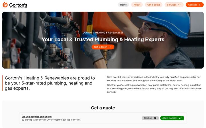 Screenshot of gortonsheating.co.uk