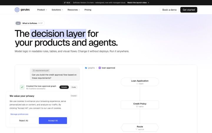 Screenshot of gorules.io