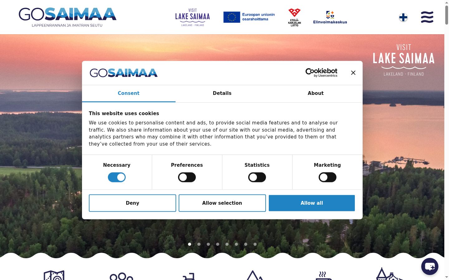 Screenshot του banner συγκατάθεσης που εμφανίστηκε πριν από οποιαδήποτε αλληλεπίδραση