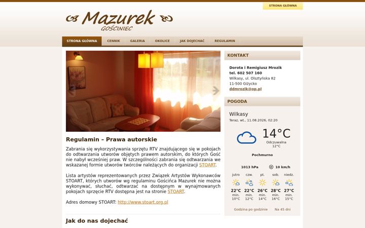 Screenshot of gosciniecmazurek.pl