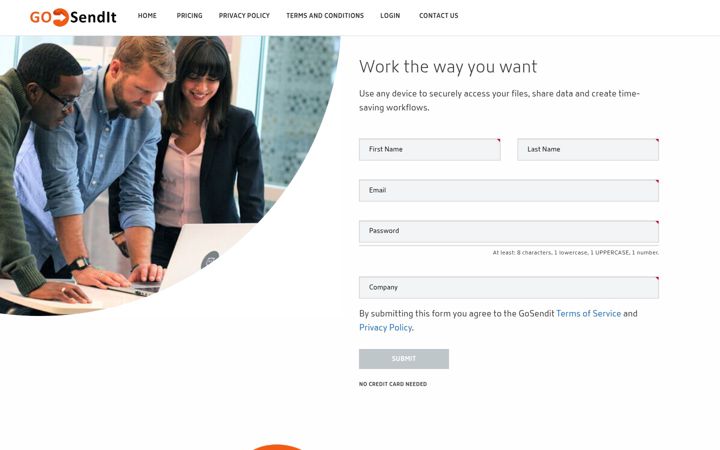 Screenshot of gosendit.co.uk