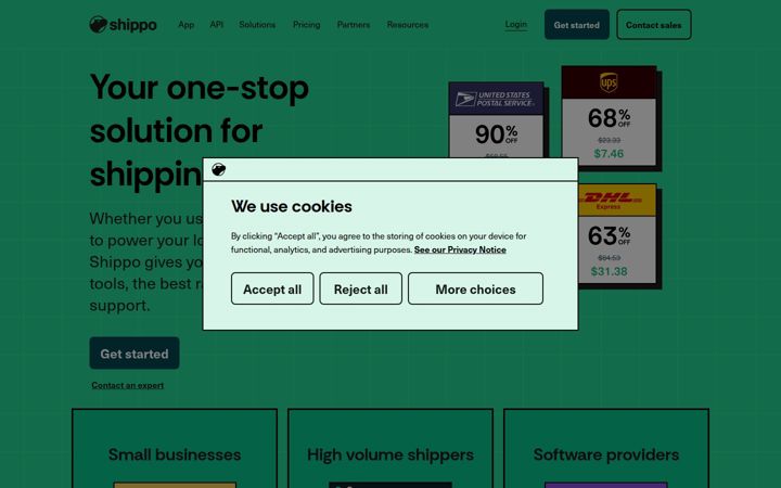 Skärmbild av goshippo.com